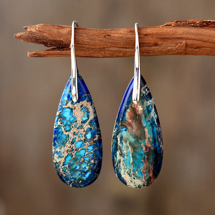 Bohemian natural stone sub-imperial stone drop earrings