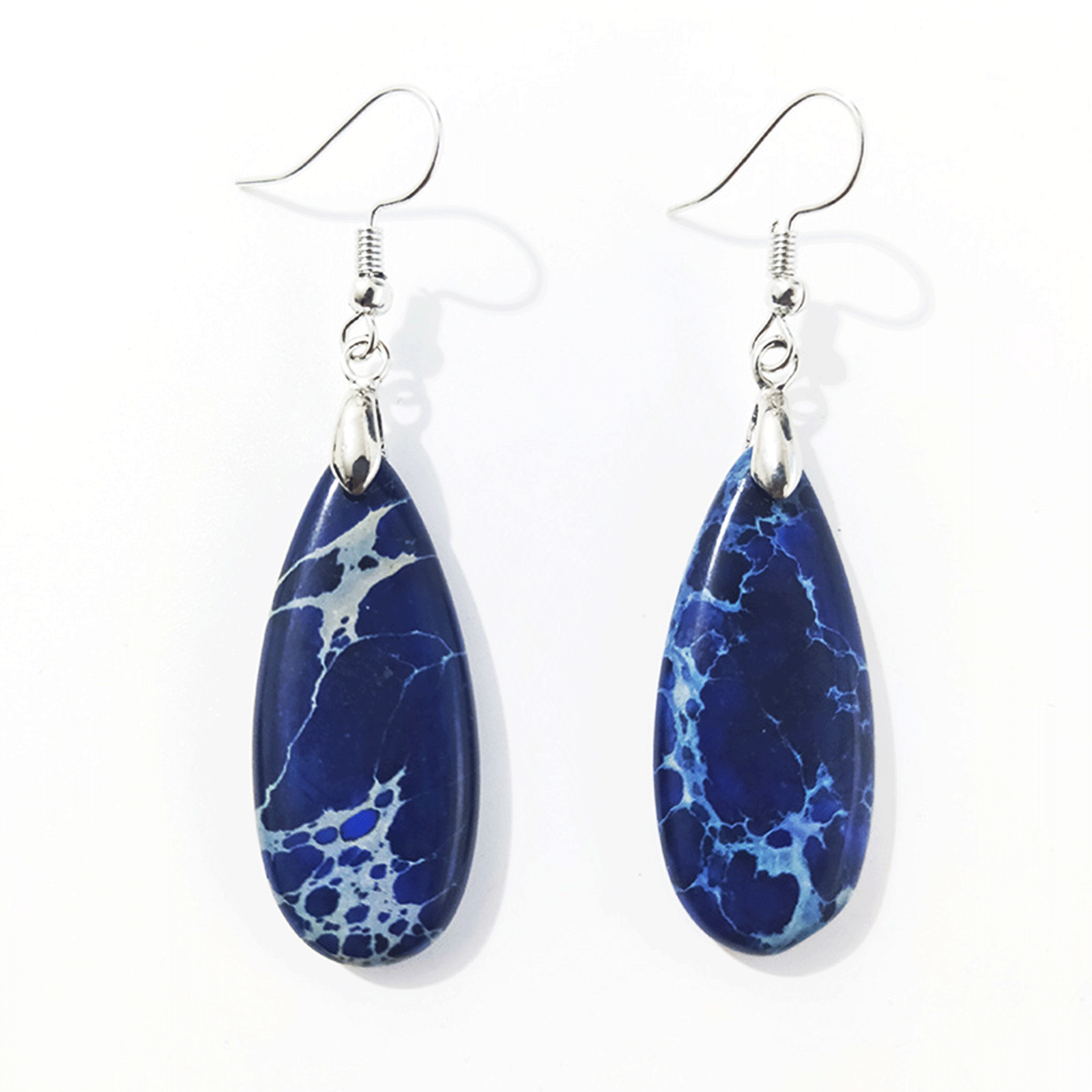 Colorful Emperor Stone Earrings Retro Style Drop Shape Earrings