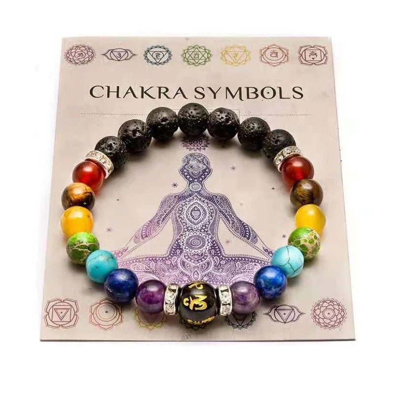 Colorful natural stone crystal anxiety relief mandala yoga meditation bracelet