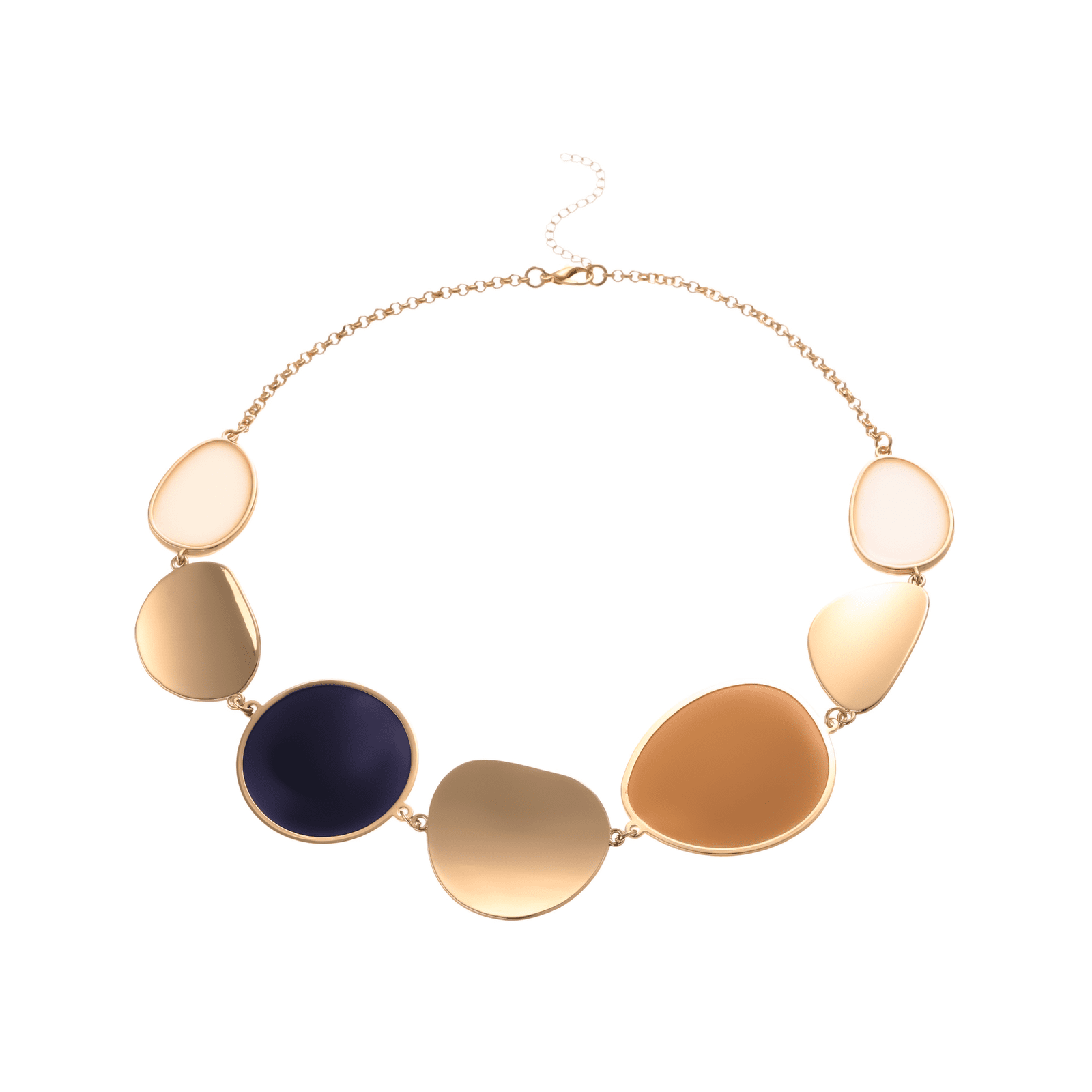 Stylish geometric necklace with irregular lenses