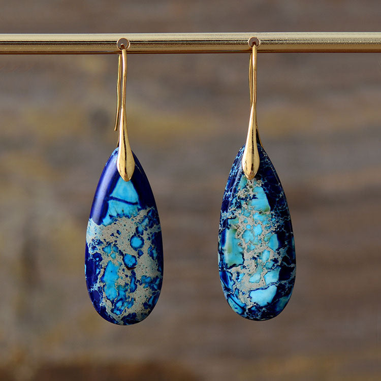 Bohemian natural stone sub-imperial stone drop earrings