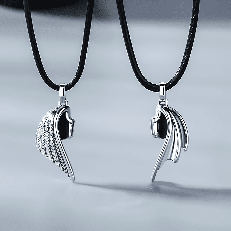 Devil and angel couple necklace