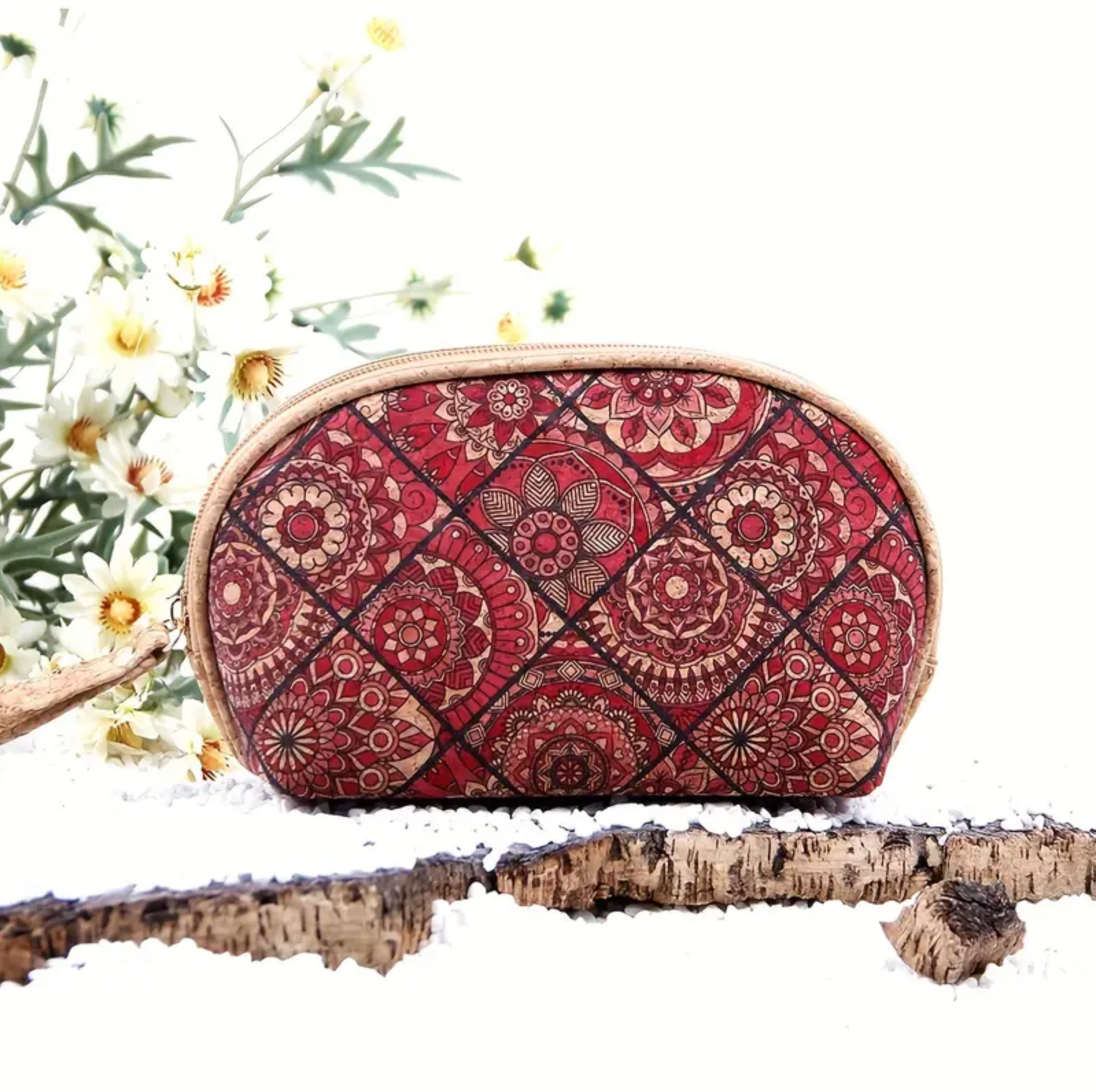 Rosalinde collection - vintage cork wallet with mandala print