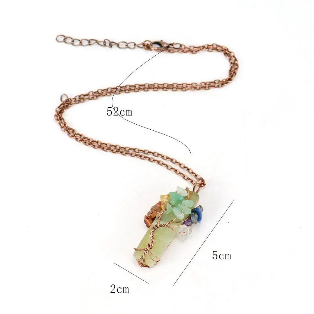 Natural stone irregular winding gravel tree of life pendant necklace