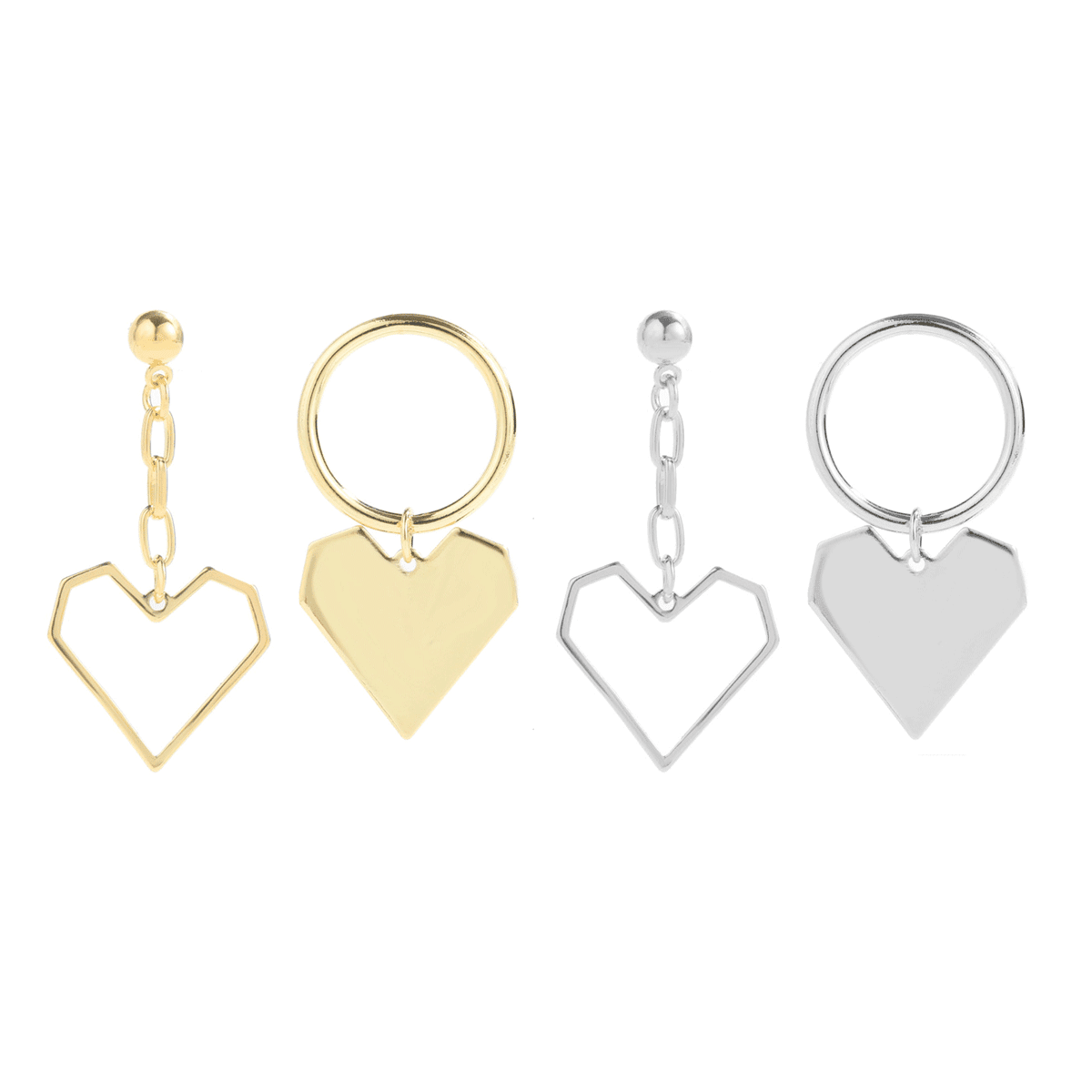 Premium Feeling Earrings Love Heart Silver Pin Earrings