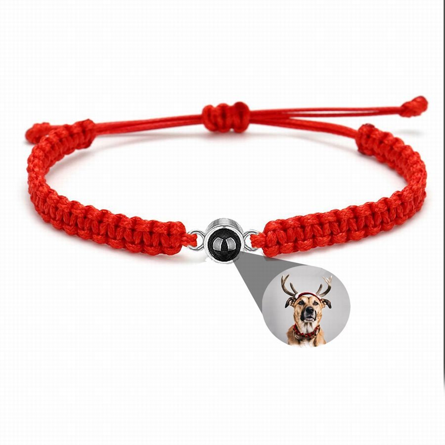 Photo projection bracelet braided with 925s circle charm