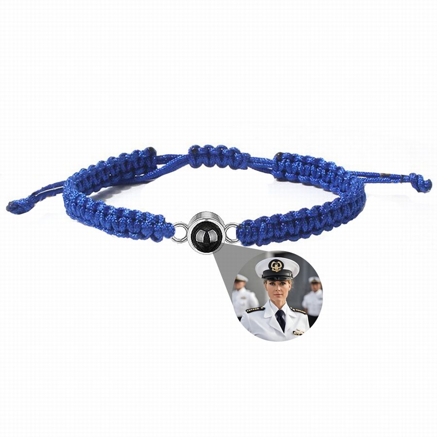 Photo projection bracelet braided with 925s circle charm