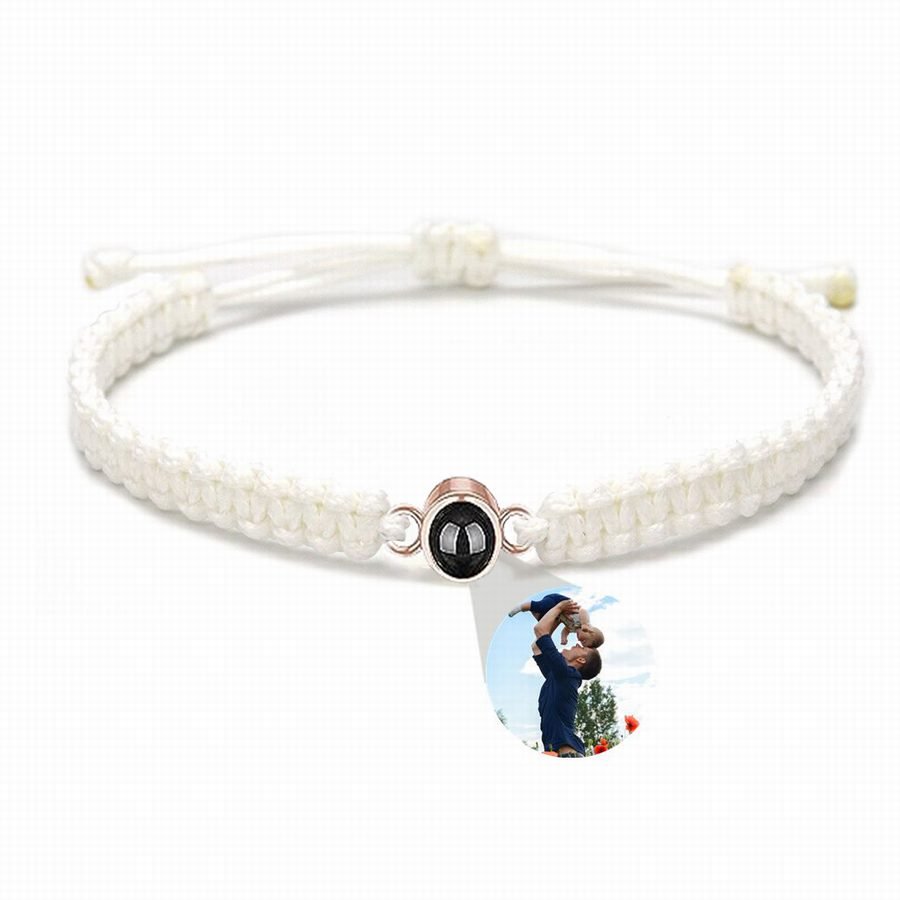 Photo projection bracelet braided with 925s circle charm