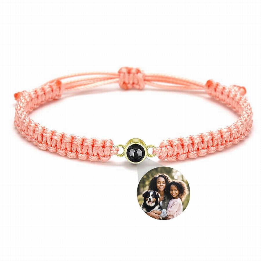 Photo projection bracelet braided with 925s circle charm