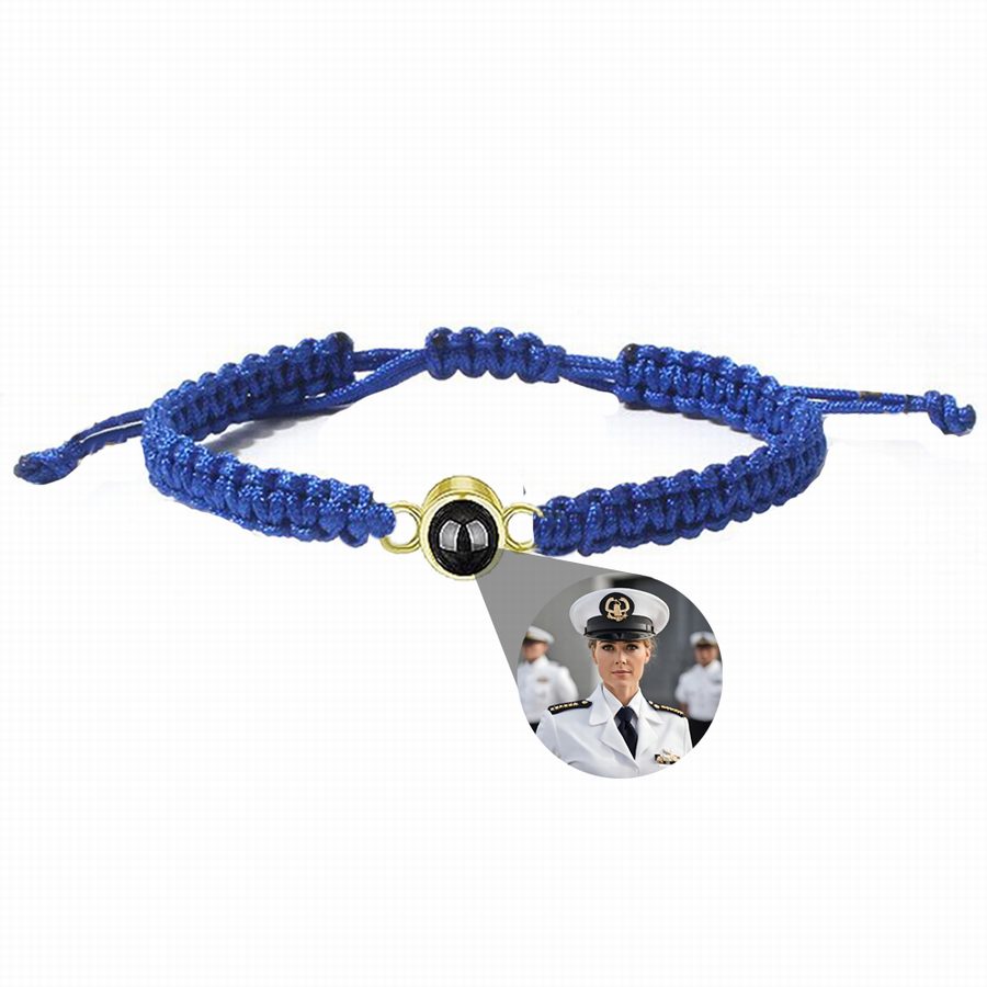 Photo projection bracelet braided with 925s circle charm