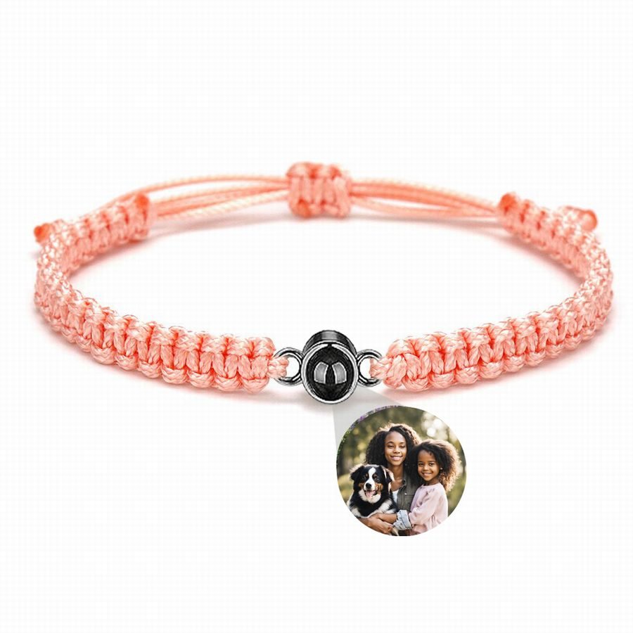 Photo projection bracelet braided with 925s circle charm