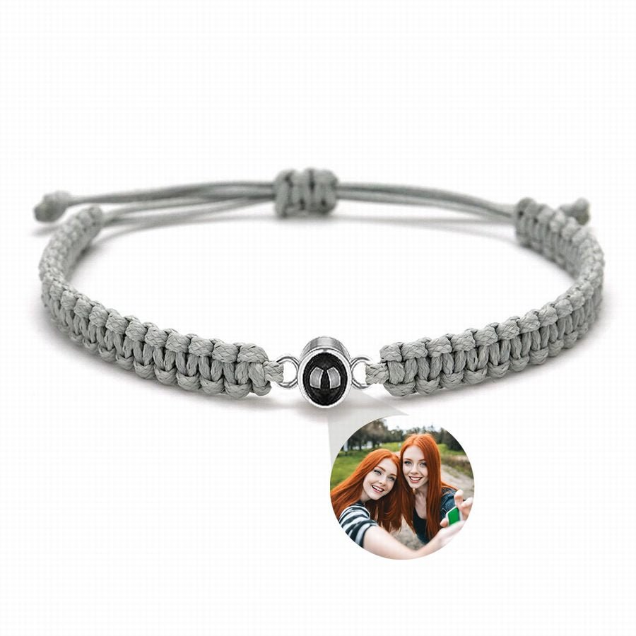 Photo projection bracelet braided with 925s circle charm