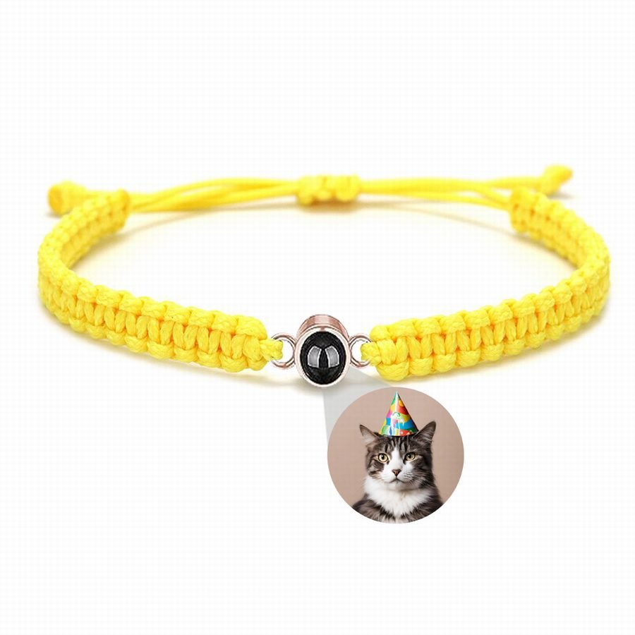 Photo projection bracelet braided with 925s circle charm