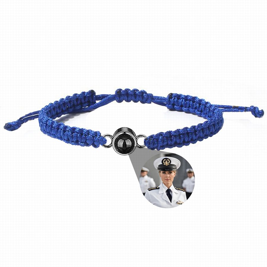 Photo projection bracelet braided with 925s circle charm