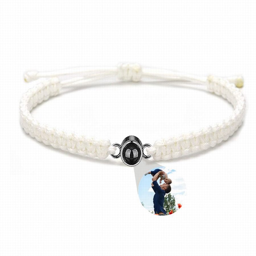 Photo projection bracelet braided with 925s circle charm