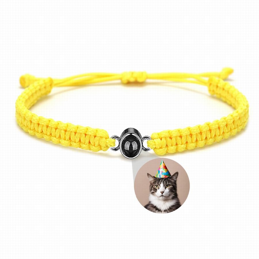 Photo projection bracelet braided with 925s circle charm