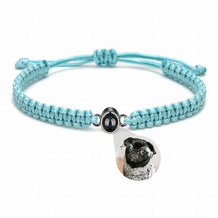 Photo projection bracelet braided with 925s circle charm