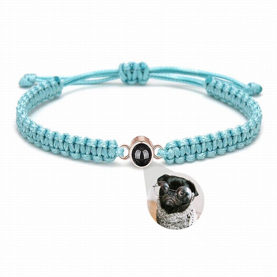 Photo projection bracelet braided with 925s circle charm