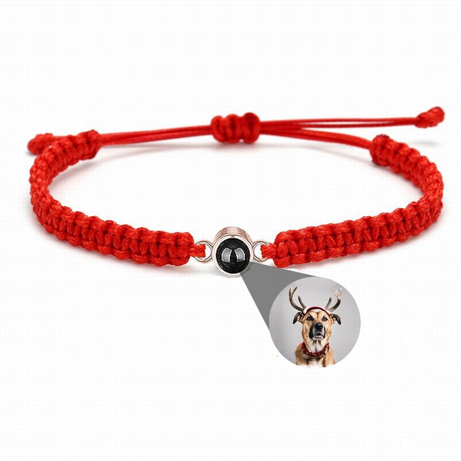 Photo projection bracelet braided with 925s circle charm