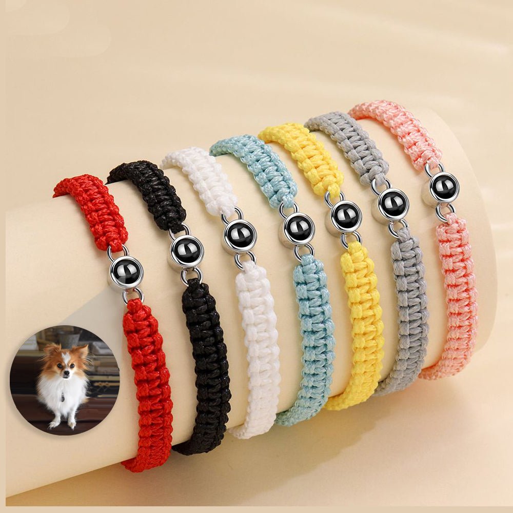 Photo projection bracelet braided with 925s circle charm