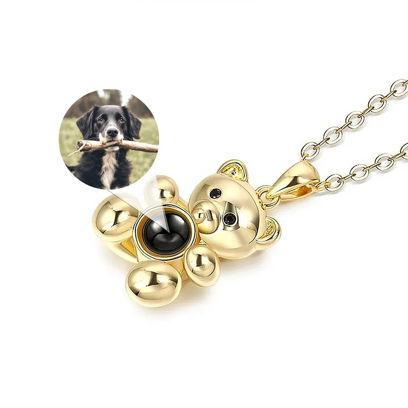 Teddy bear photo projection necklace with your photo